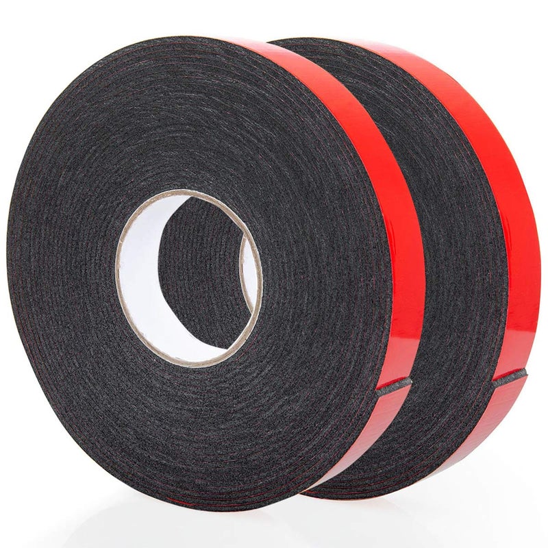 ToLanbbt Double Sided Foam Tape 1.18In x 33FT 2 Pack, Mounting Tape Heavy Duty, Strong Adhesive Weatherproof Seal Strips for DIY Craft Picture Poster, Car & Gap Filling Mountings, Home Office Decor (Black) - Image 1
